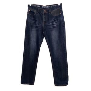 Ring Of Fire Men Jeans‎ 32 30 Slim Straight Dark Stonewash Cargo Camo Pocket